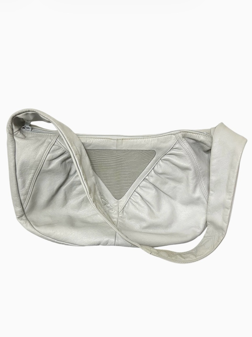 Vintage 80’s Brixton Leather Light Grey Hobo Shoulder Bag